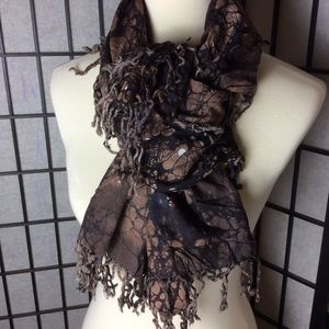 Flamingo Fringed Scarf in Brown Tones!